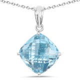 11.10 Carat Genuine Blue Topaz .925 Sterling Silver Pendant