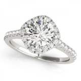 CERTIFIED PLATINUM 1.55 CT G-H/VS-SI1 DIAMOND HALO ENGAGEMENT RING