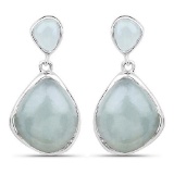 10.17 Carat Genuine Aquamarine .925 Sterling Silver Earrings