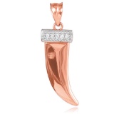10K Rose Gold Tiger Tooth Pendant with Diamonds APPROX .08 CTW (SI-2, G-H)