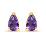 0.38 Carat Genuine Amethyst 10K Yellow Gold Earrings