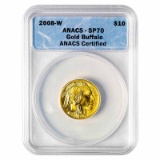 Certified Uncirculated Gold Buffalo Quarter Ounce 2008-W SP70 ANACS
