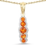 14K Yellow Gold Plated 1.11 Carat Genuine Citrine .925 Sterling Silver Pendant