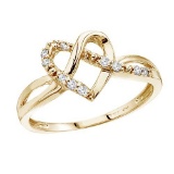 Certified 14K Yellow Gold .10 Ct Diamond Heart Ring 0.1 CTW