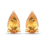 0.44 Carat Genuine Citrine 10K Yellow Gold Earrings