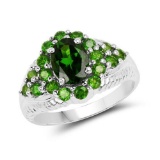 2.28 Carat Genuine Chrome Diopside .925 Sterling Silver Ring