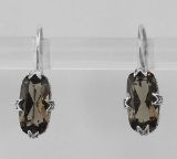 Smoky Topaz Filigree Earrings - Sterling Silver