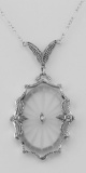 Sunray Crystal / Camphor Glass & Diamond Necklace - Sterling Silver