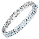 10.34 Carat Genuine Aquamarine .925 Sterling Silver Bracelet