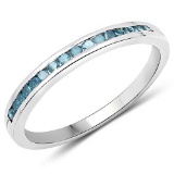 0.20 Carat Genuine Blue Diamond .925 Sterling Silver Ring