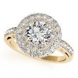 CERTIFIED 18K YELLOW GOLD 1.53 CT G-H/VS-SI1 DIAMOND HALO ENGAGEMENT RING