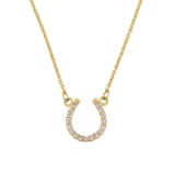 14K Gold Diamonds Studded Horseshoe Necklace APPROX .17 CTW (SI)