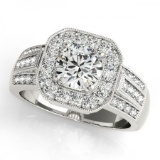 CERTIFIED PLATINUM 1.20 CT G-H/VS-SI1 DIAMOND HALO ENGAGEMENT RING