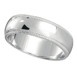 Men's Wedding Band Dome Comfort-Fit Milgrain 950 Platinum (5 mm)