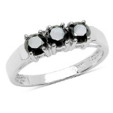 1.19 Carat Genuine Black Diamond .925 Sterling Silver Ring