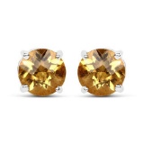 1.38 Carat Genuine Citrine .925 Sterling Silver Earrings