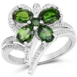 1.60 Carat Genuine Chrome Diopside and Chrome Diopside .925 Sterling Silver Ring