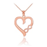 10K Rose Gold Infinity Heart Diamond Pendant APPROX .015 CTW (SI1-2, G-H)