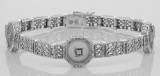 Art Deco Style Camphor Glass Crystal / CZ Filigree Bracelet - Sterling Silver