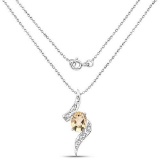 1.72 Carat Genuine Citrine and White Diamond .925 Sterling Silver Pendant