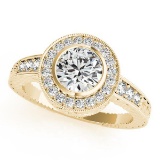 CERTIFIED 18K YELLOW GOLD 1.42 CT G-H/VS-SI1 DIAMOND HALO ENGAGEMENT RING