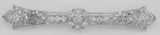 Classic Antique Style Filigree Bar Pin / Brooch w/ CZ - Sterling Silver
