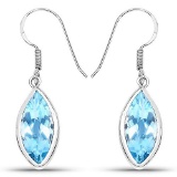 9.76 Carat Genuine Blue Topaz .925 Sterling Silver Earrings