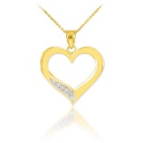 10K Gold Open Heart Diamond Pendant APPROX .05 CTW (SI1-2, G-H)