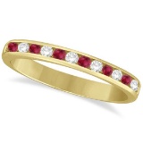 Ruby and Diamond Semi-Eternity Channel Ring 14k Yellow Gold (0.40ct)