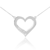 14K White Gold Open Heart Diamond Necklace APPROX .05 CTW (SI1-2, G-H)