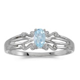 Certified 14k White Gold Oval Aquamarine Ring 0.14 CTW