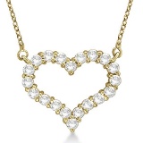 Open Heart Diamond Pendant Necklace 14k Yellow Gold (3.10ct)