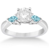 Pear Cut Three Stone Aquamarine Engagement Ring 14k White Gold (1.20ct)