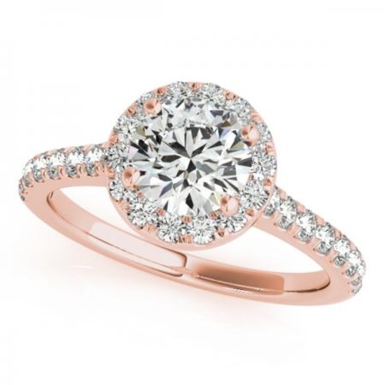 CERTIFIED 18K ROSE GOLD 1.32 CT G-H/VS-SI1 DIAMOND HALO ENGAGEMENT RING