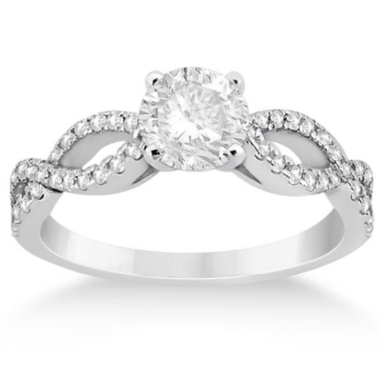 Diamond Twist Infinity Engagement Ring 14K White Gold (0.90ct)
