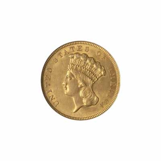 Early Gold Bullion $3 Liberty Extra Fine