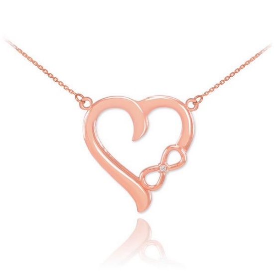 14K Rose Gold Infinity Heart Diamond Necklace .015 CTW (SI1-2 G-H)