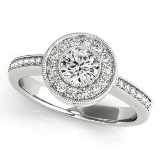 CERTIFIED PLATINUM 2.50 CTW G-H/VS-SI1 DIAMOND HALO ENGAGEMENT RING