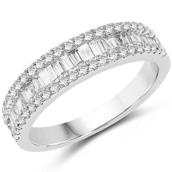 0.68 CTW Genuine White Diamond 14K White Gold Ring (G-H Color SI1-SI2 Clarity)