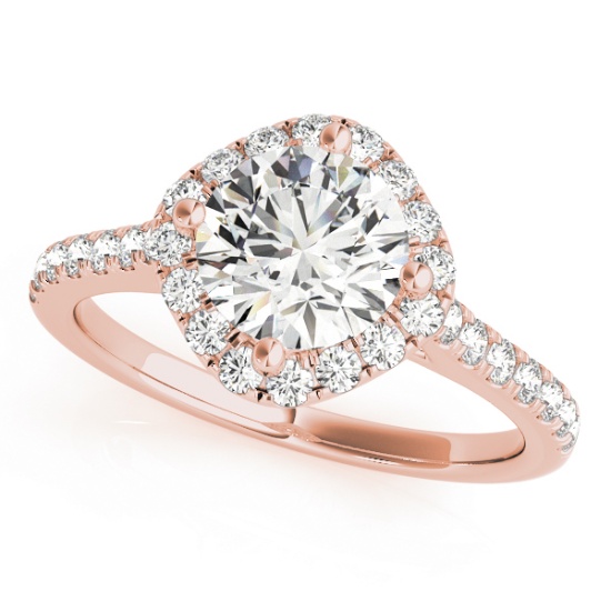 CERTIFIED 18K ROSE GOLD 1.3 5 CT G-H/VS-SI1 DIAMOND HALO ENGAGEMENT RING