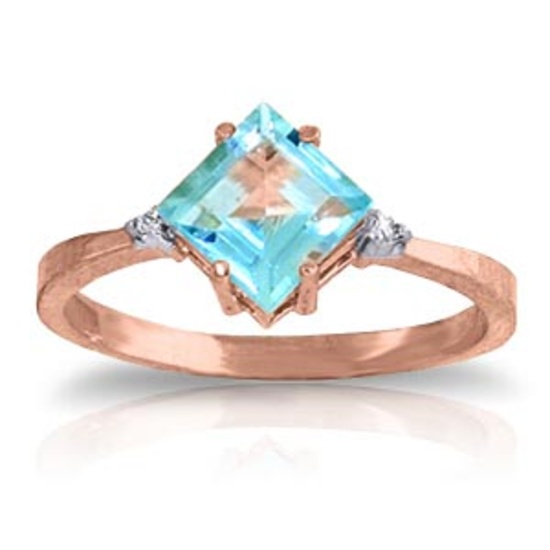 1.77 CTW 14K Solid Rose Gold Ring Diamond Blue Topaz