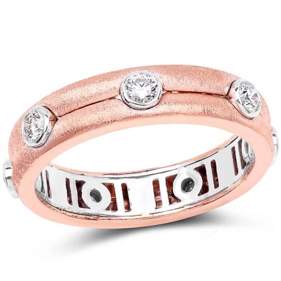 0.46 Carat Genuine White Diamond 14K White & Rose Gold Ring (G-H Color SI1-SI2 Clarity)