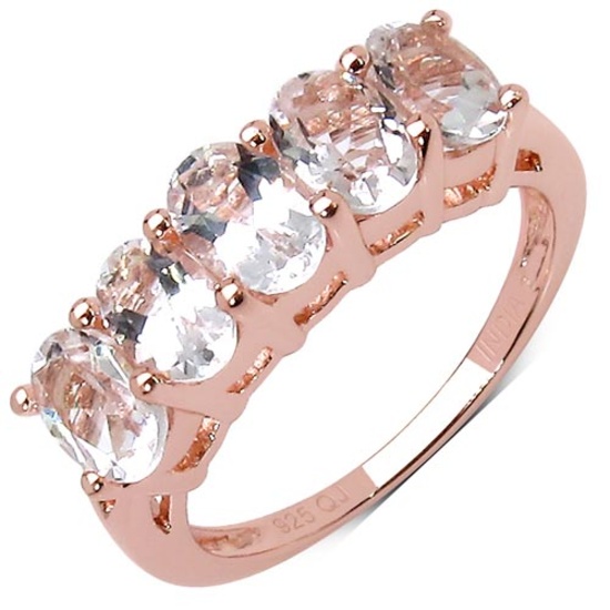 14K Rose Gold Plated 2.15 Carat Genuine Morganite .925 Sterling Silver Ring