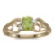 Certified 10k Yellow Gold Oval Peridot And Diamond Ring 0.42 CTW