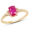 1.02 CTW Genuine Ruby and White Diamond 14K Yellow Gold Ring