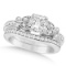 Princess Diamond Butterfly Bridal Ring Set 14k White Gold (1.21ct)