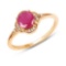 0.99 Carat Genuine Ruby and White Diamond 14K Yellow Gold Ring