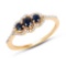 0.61 CTW Genuine Blue Sapphire and White Diamond 14K Yellow Gold Ring