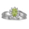 Certified 14k White Gold Oval Peridot And Diamond Ring 0.54 CTW