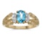 Certified 10k Yellow Gold Oval Blue Topaz And Diamond Ring 0.67 CTW